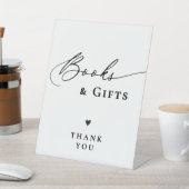 モダンシンプルScript Baby Shower Books and Gift 台座サイン (インサイチュ)