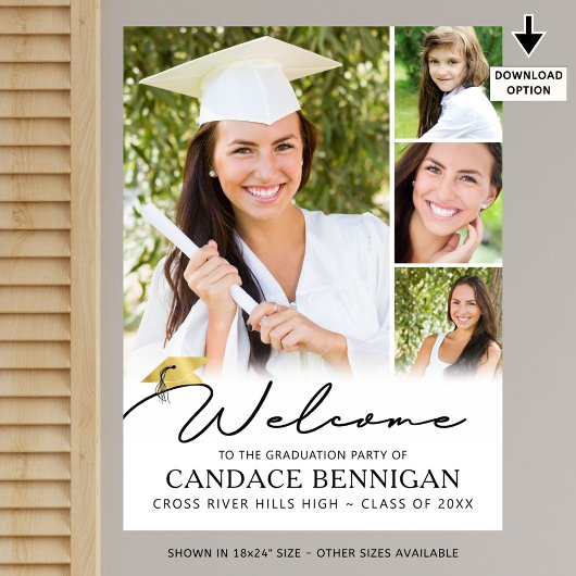 モダンシンプルScript Graduate Welcome 4 Photo ポスター