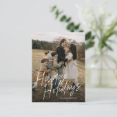 モダンシンプルScript Happy Holidays写真 シーズンポストカード (スタンド正面)