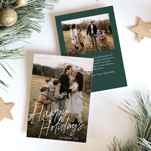 モダンシンプルScript Happy Holidays 2写真 シーズンカード