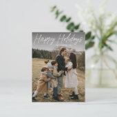モダンシンプルScript Happy Holidays Family Photo シーズンポストカード (スタンド正面)