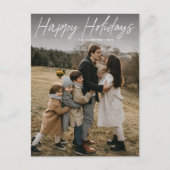 モダンシンプルScript Happy Holidays Family Photo シーズンポストカード (正面)