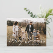 モダンシンプルScript Merry Christmas 2写真 シーズンカード (スタンド正面)