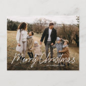モダンシンプルScript Merry Christmas Family Photo シーズンポストカード (正面)
