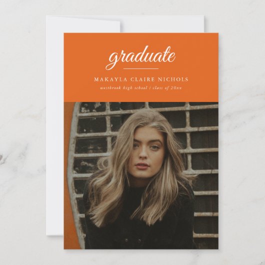 モダンシンプルScript Orange Photo Gradation 招待状 (正面)