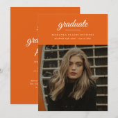 モダンシンプルScript Orange Photo Gradation 招待状 (正面/裏面)