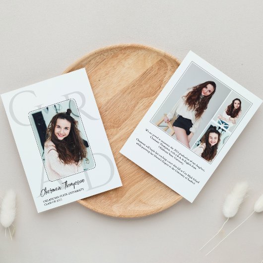 モダンシンプルScript Photo Collage卒業 招待状