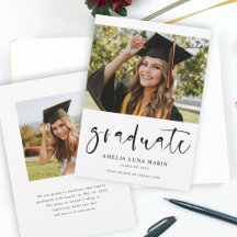 モダンシンプルScript Photo Graduation Announcement
