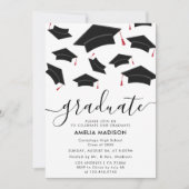 モダンシンプルScript Photo Graduation Party 招待状 (正面)