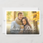 モダンシンプルScript Save The Date Photo Magnetic マグネット招待状 (正面)