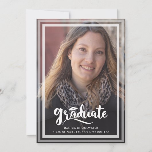 モダンシンプルScript Two Photos卒業 案内状 (正面)