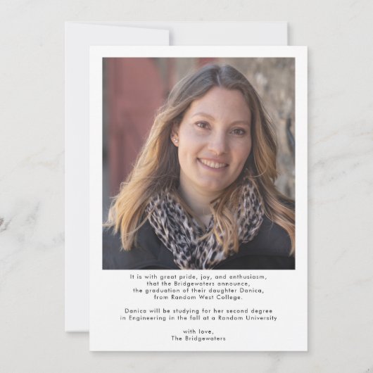 モダンシンプルScript Two Photos卒業 案内状 (裏面)