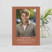 モダンシンプルTerracotta Brown写真卒業 案内状 (スタンド正面)