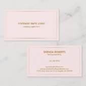 モダンシンプルTin金ゴールド縁どオンライトピンク 名刺 (正面/裏面)