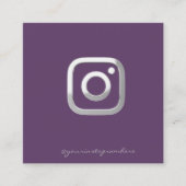 モダンシンプルViolet,Silver Instagramソーシャルメディア スクエア名刺 (正面)