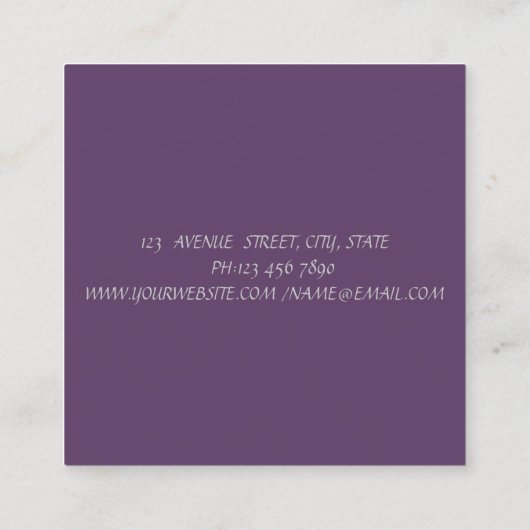 モダンシンプルViolet,Silver Instagramソーシャルメディア スクエア名刺 (裏面)