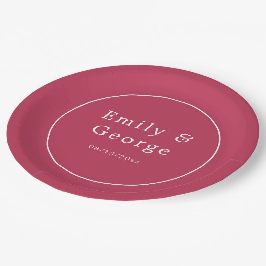 モダンシンプルVivaマゼンダスタイリッシュ結婚ス ペーパープレート (アングル)