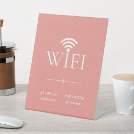 モダンシンプルWiFiネットワークパスワードサイン ピーチ 台座サイン
