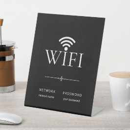 モダンシンプルWiFiネットワークパスワードサイン ブラック 台座サイン