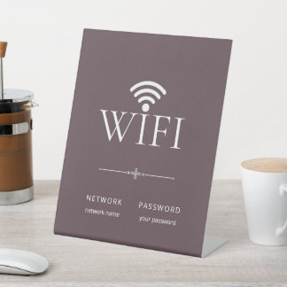 モダンシンプルWiFiネットワークパスワード 紫ブラウン 台座サイン