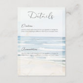 モダンシーサイドウォーター色ビーチ結婚式詳細 エンクロージャーカード (正面)