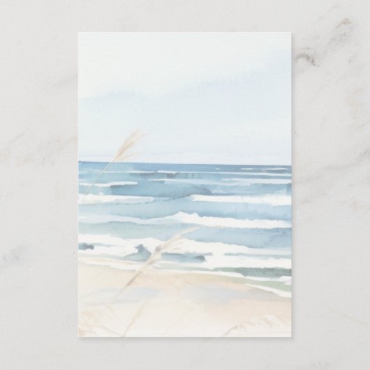 モダンシーサイドウォーター色ビーチ結婚式詳細 エンクロージャーカード (裏面)