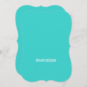 モダンシ名門私立校風のッガーリークティール(緑がかった色)ブルーターコイズ 招待状 (正面/裏面)