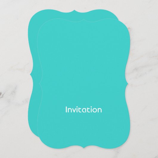 モダンシ名門私立校風のッガーリークティール(緑がかった色)ブルーターコイズ 招待状 (正面/裏面)