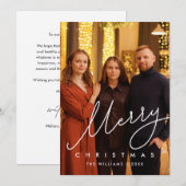 モダンジェントルスクリプト、メリークリスマスファミリーフォト シーズンカード (正面/裏面)