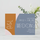 モダンジオメトリックテラコッタピンクの落ち着いた結婚式 招待状 (スタンド正面)