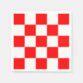 モダンジオメトリック 赤 白 ボールド チェッカーズ スタンダードカクテルナプキン (正面)