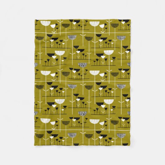 モダンジャズ – 金ゴールドブラウン フリースブランケット (正面)