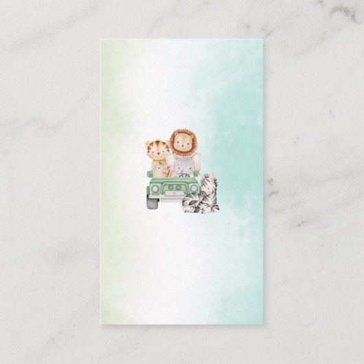 モダンジャングルアニマルズグリーンリーブサファリの水色 エンクロージャーカード (裏面)