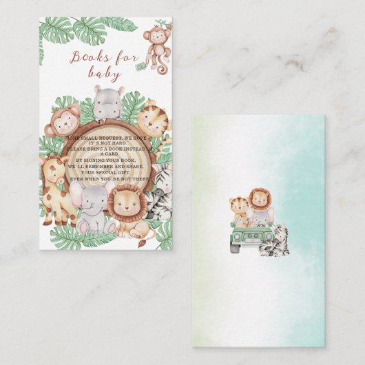 モダンジャングルアニマルズグリーンリーブサファリの水色 エンクロージャーカード (正面/裏面)