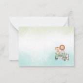 モダンジャングルアニマルズグリーンリーブサファリウォーターB ノートカード (裏面)