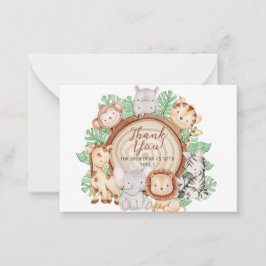 モダンジャングルアニマルズグリーンリーブサファリウォーターB ノートカード