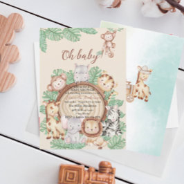 モダンジャングルアニマルズグリーンリーブサファリウォーターB 招待状