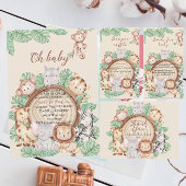 モダンジャングルアニマルズグリーンリーブサファリウォーターB 招待状