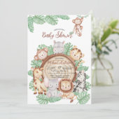 モダンジャングル動物グリーンリーサファリの水色b 招待状 (スタンド正面)