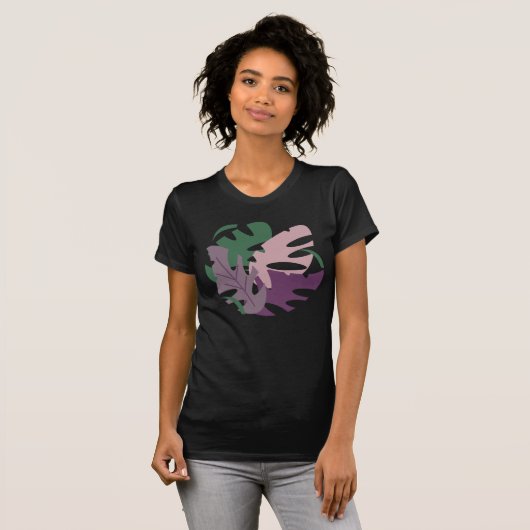 モダンジャングル モンステラのカラフルな葉 Tシャツ (正面フル)