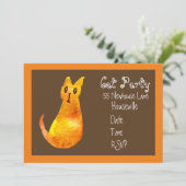 モダンジンジャキャットアートキャットディナーパーティー 招待状 (スタンド正面)