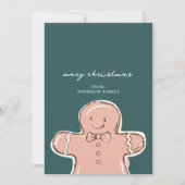 モダンジンジャーブレッドマン メタルグリーン メリークリスマス シーズンカード (正面)