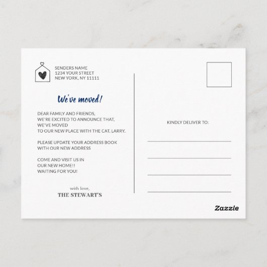 モダンスイートホーム引っ越しました新しいアドレス ポストカード (裏面)