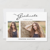 モダンスエレガントクリッシンプルプ | 2写真卒業 案内状 (正面)