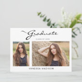 モダンスエレガントクリッシンプルプ | 2写真卒業 案内状 (スタンド正面)