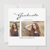 モダンスエレガントクリッミニマルプ | 2写真卒業 案内状 (正面)