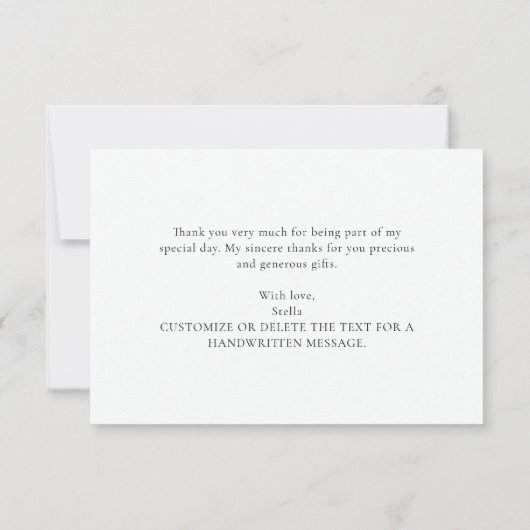 モダンスエレガントクリプトブライダルシャワー サンキューカード (裏面)