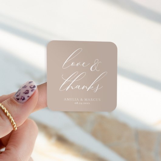 モダンスエレガントクリプトTaupe Love & 感謝してい スクエアシール