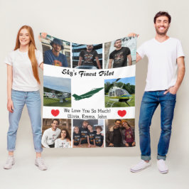 'モダンスカイの素晴らしパイロット'，飛行機，フォトコラージュ フリースブランケット