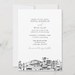 モダンスカイラインブラック&ホワイトアンカレジ結婚ーズ 招待状